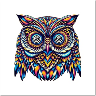 psychedelic owl Posters and Art